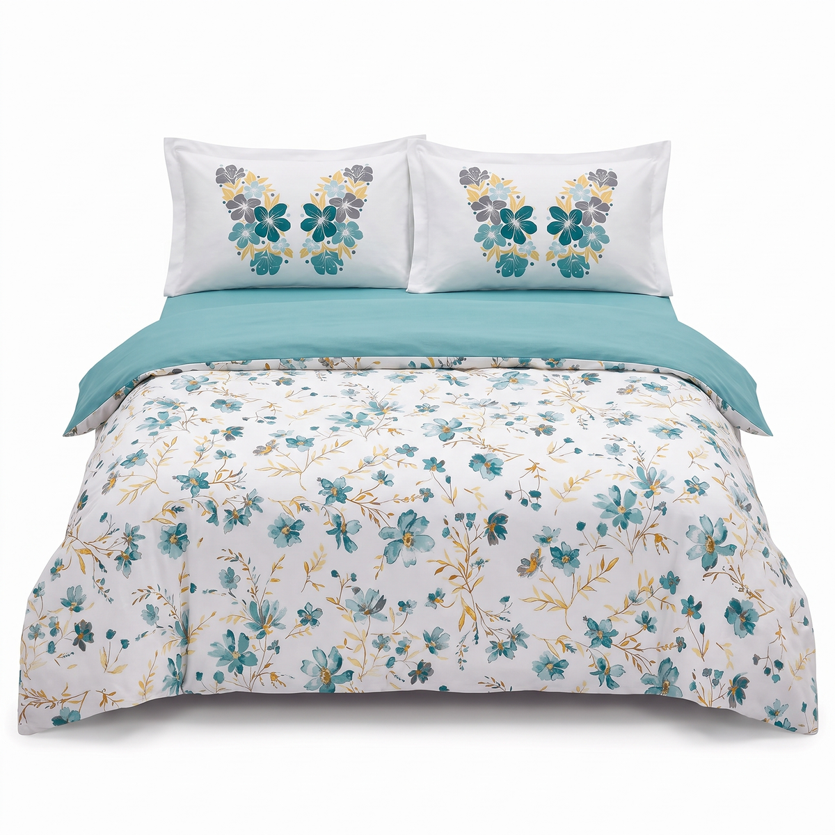 Lenjerie de pat din poplin HOBBY BELIS TURQUAZ – 4 piese — vedere din față