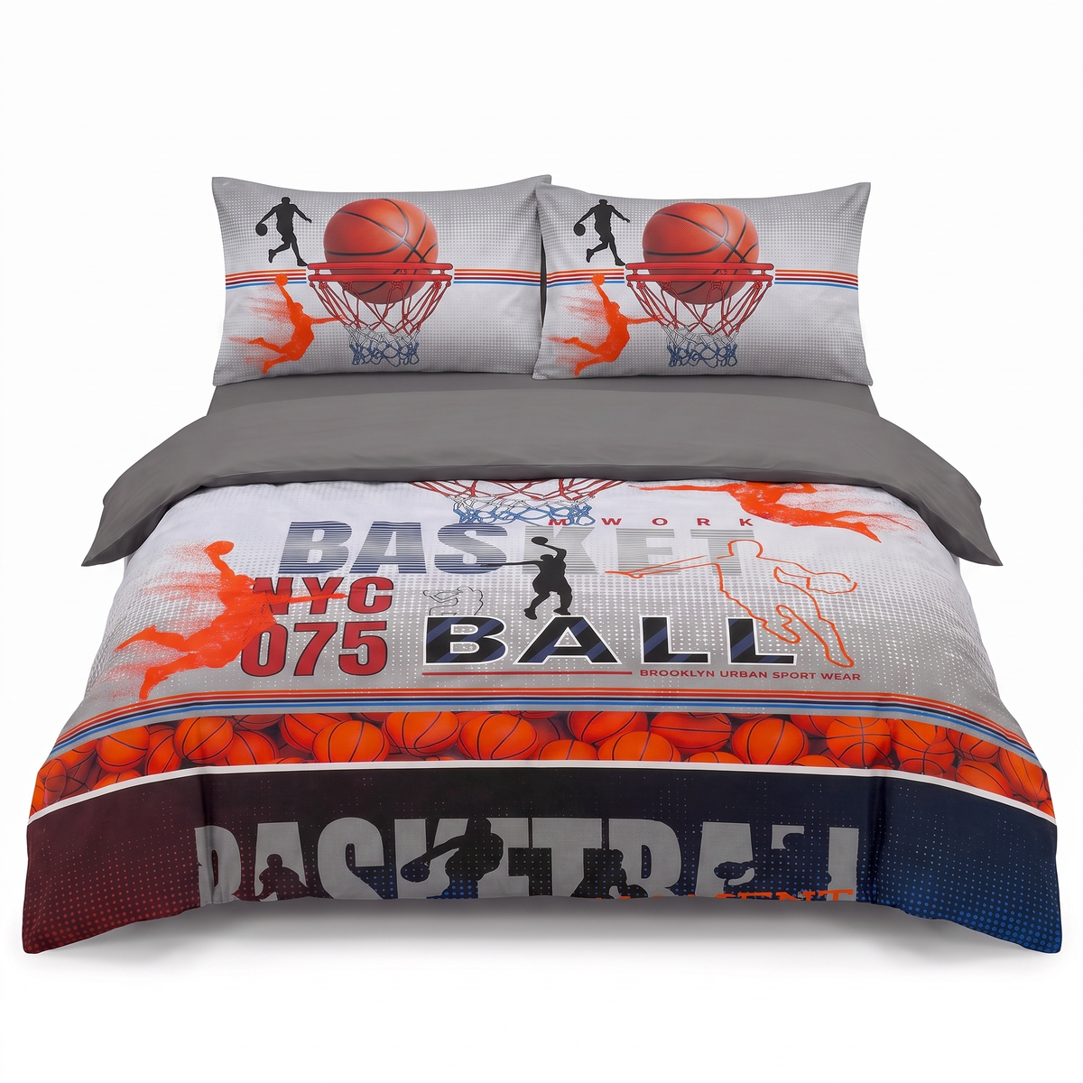 Lenjerie de pat din ranforce BASKETBALL – 4 piese, pentru o persoană — vedere din față