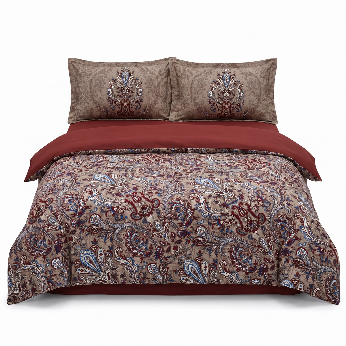Lenjerie de pat din satin de bumbac ALERON CINNAMON – 4 piese, pentru o persoană — vedere din față