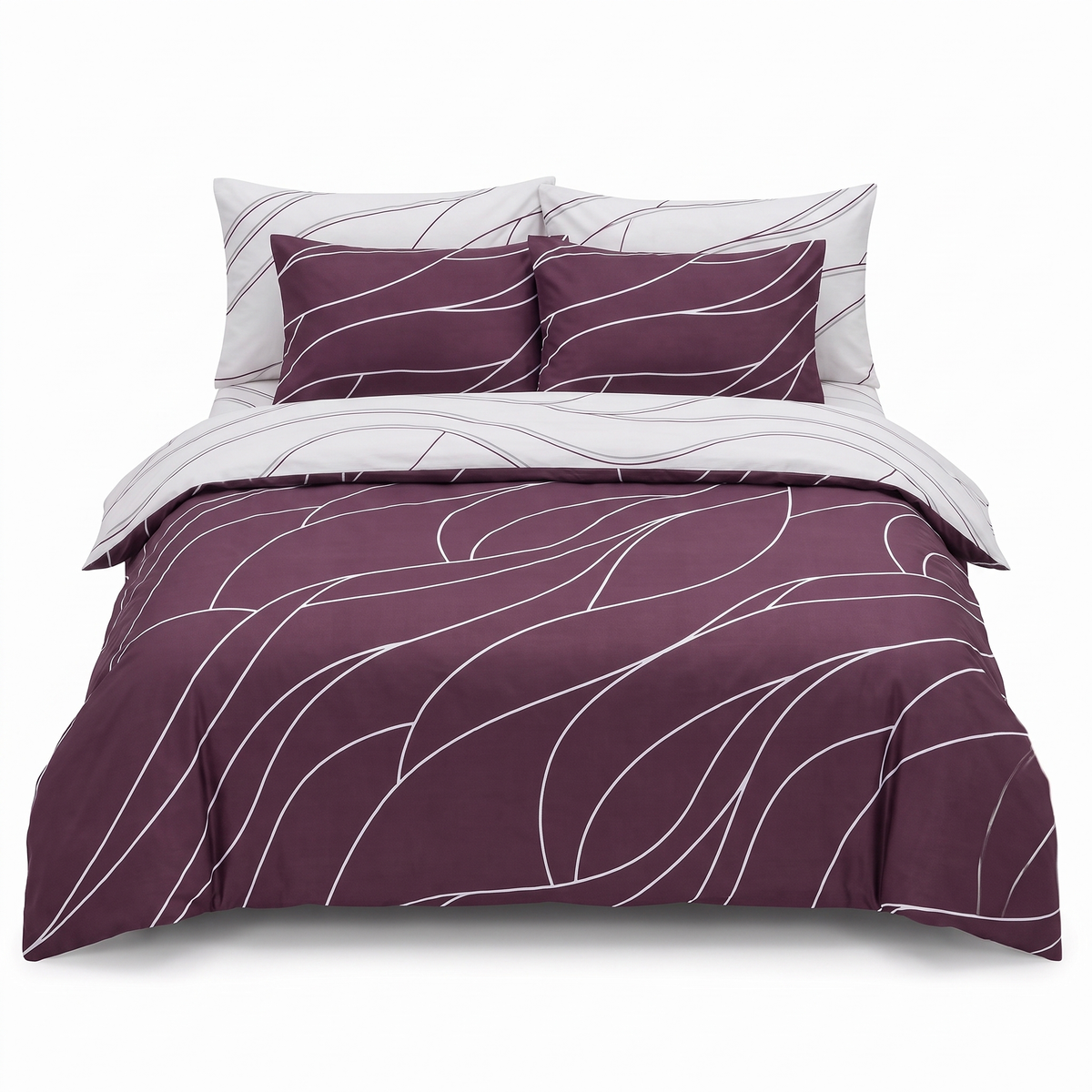 Lenjerie de pat din satin de bumbac MESI ROSE – 6 piese — vedere din față
