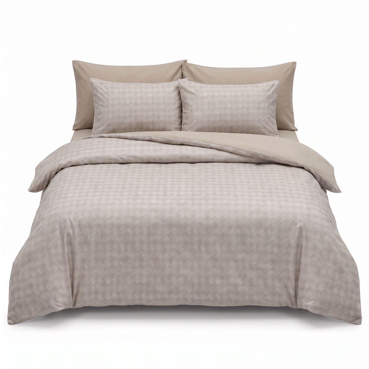 Lenjerie de pat din satin de bumbac RUTHBEIGE – 6 piese — vedere din față