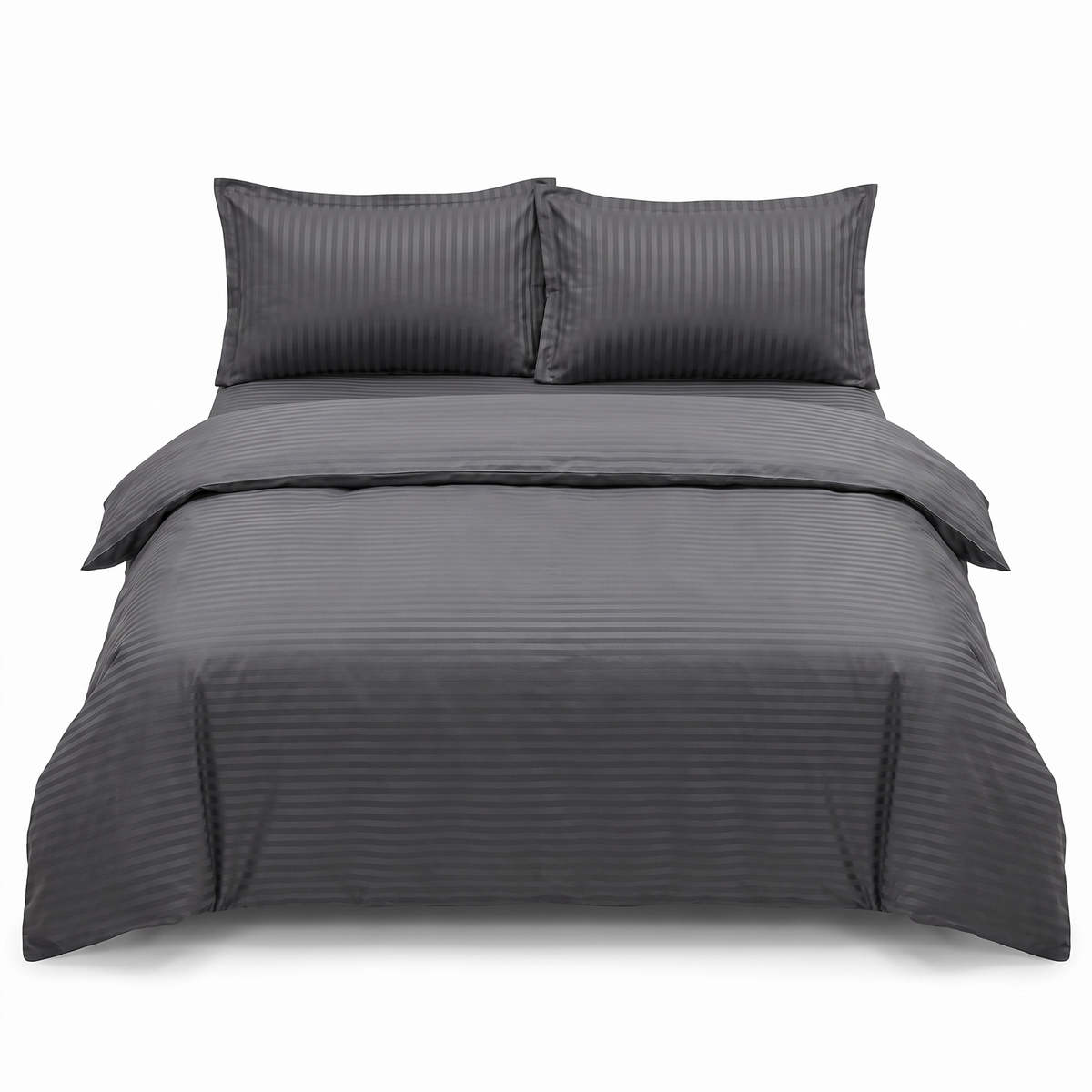 Lenjerie de pat din satin de bumbac UNI BLACK – 4 piese — vedere din față