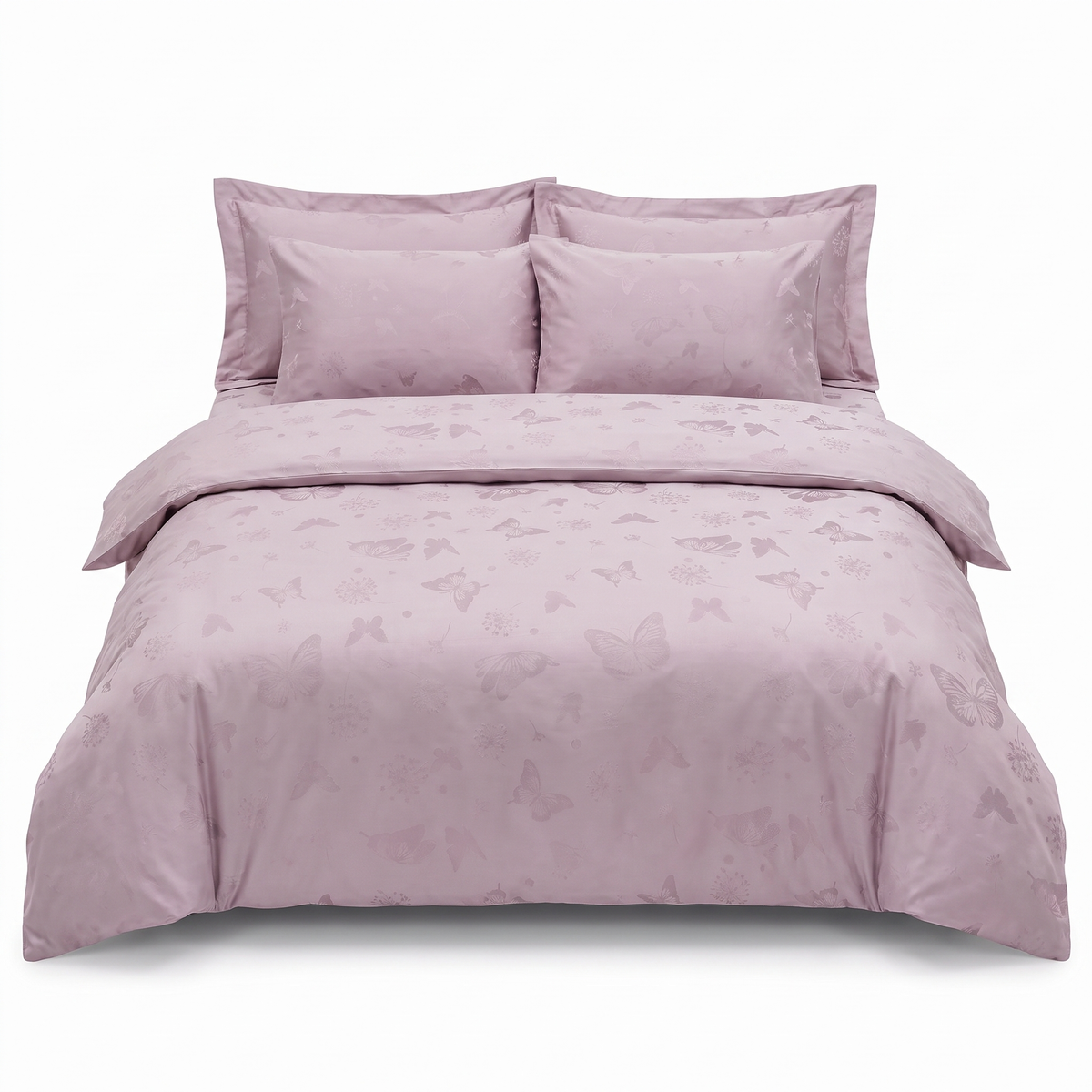 Lenjerie de pat din satin jacquard CORINA LAVENDER – 6 piese — vedere din față