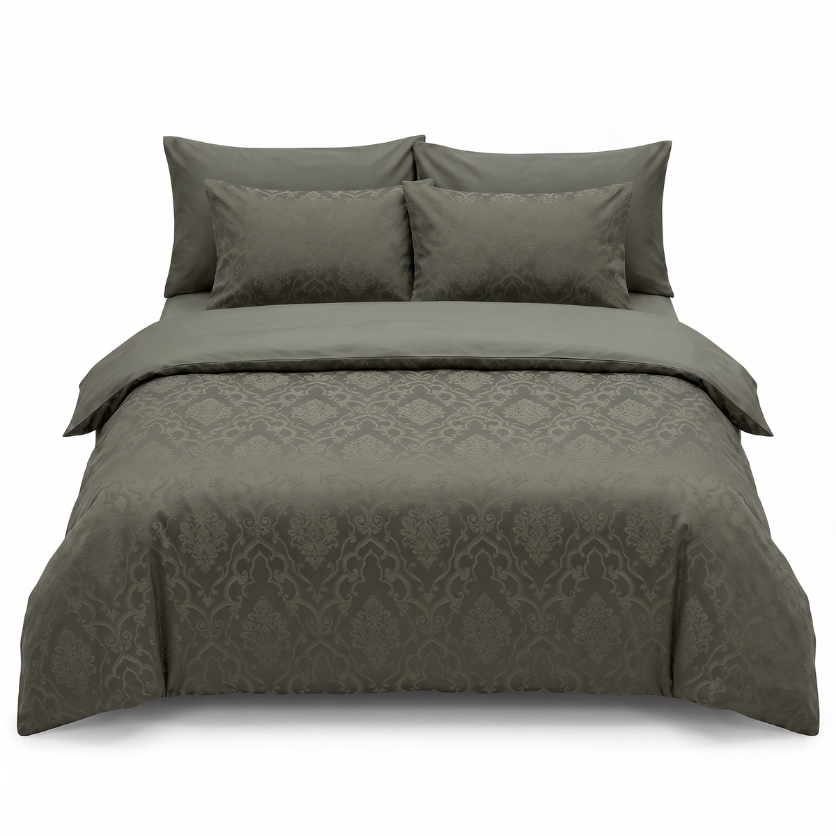 Lenjerie de pat din satin jacquard VLADYA MOONMIST – 6 piese — vedere din față