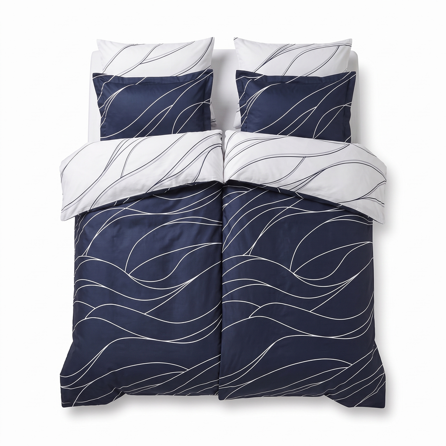 Lenjerie de pat cu 2 fețe de pilotă MESY NAVY BLUE — vedere din față