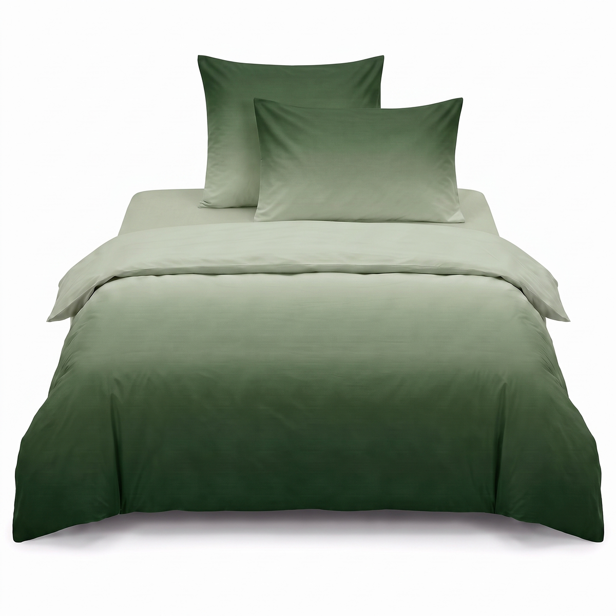 Lenjerie de pat cu elastic în verde închis cu efect ombré — O persoană