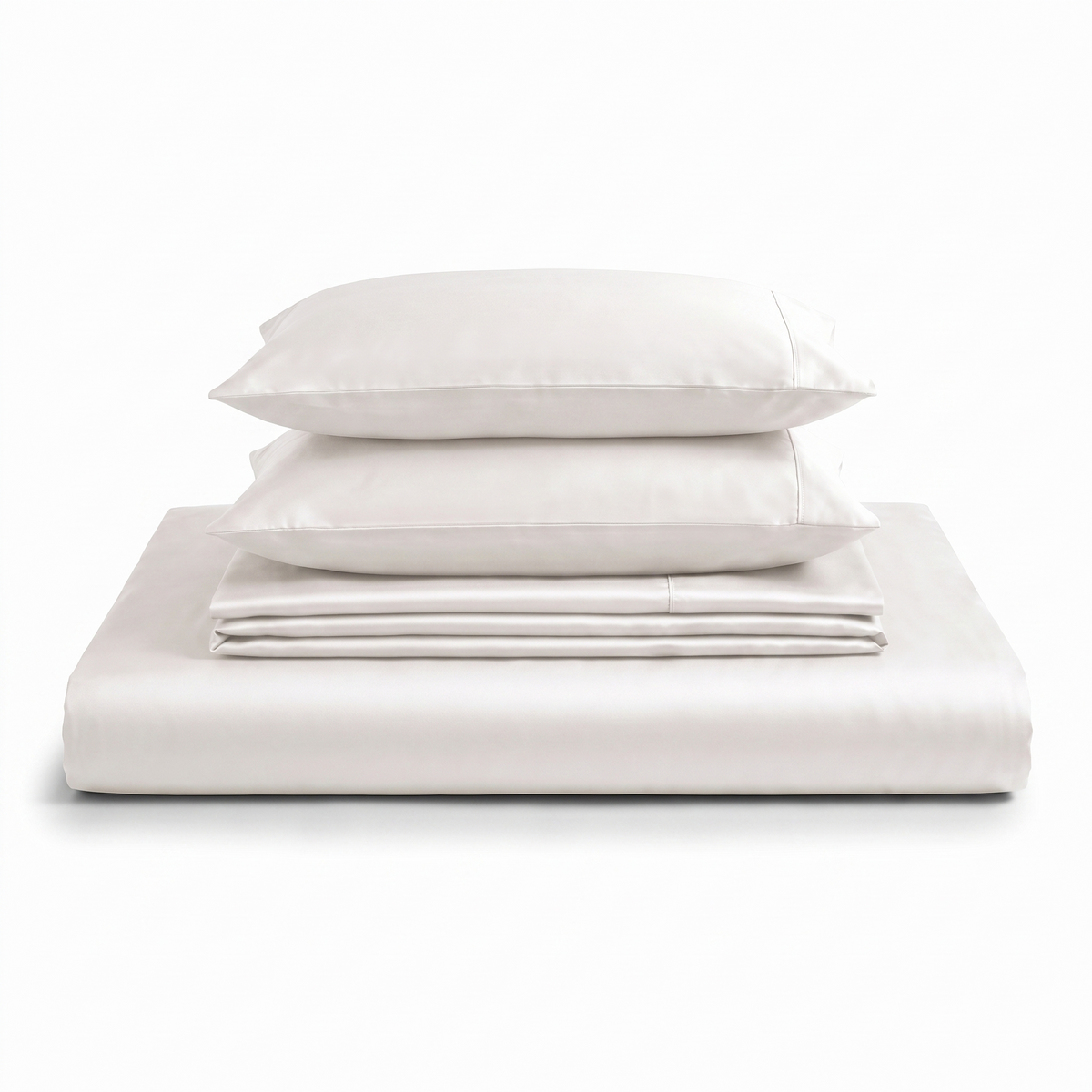 Lenjerie de pat de lux din satin de bumbac cu elastic - Alb