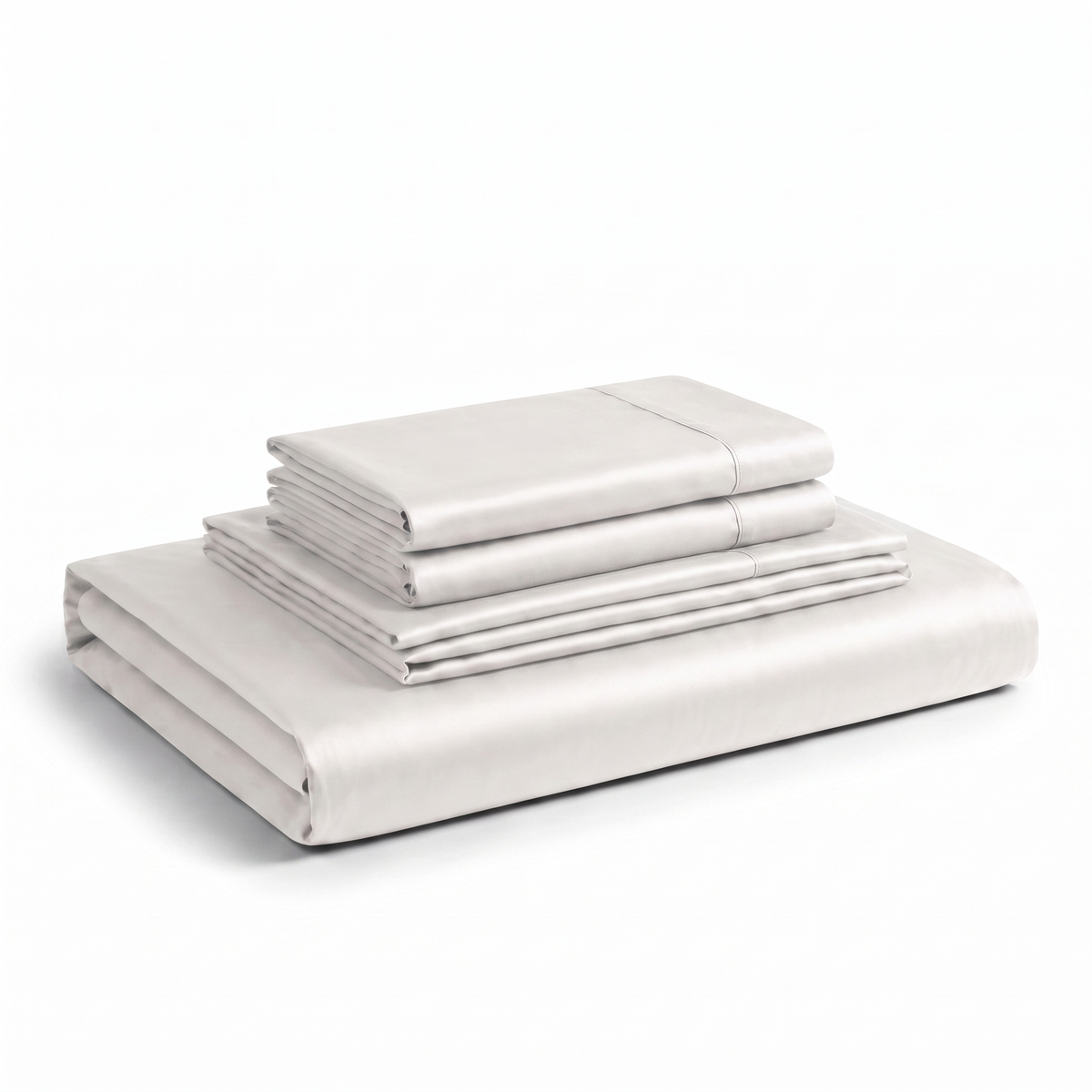 Lenjerie de pat de lux din satin de bumbac cu elastic - Alb - vedere laterală