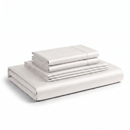 Lenjerie de pat de lux din satin de bumbac cu elastic - Alb - vedere laterală