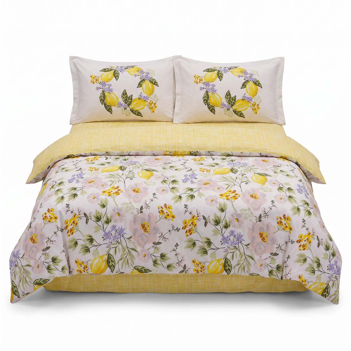 Lenjerie de pat din poplin HOBBY HEALING LEMONTY GALBEN – 4 piese — vedere din față