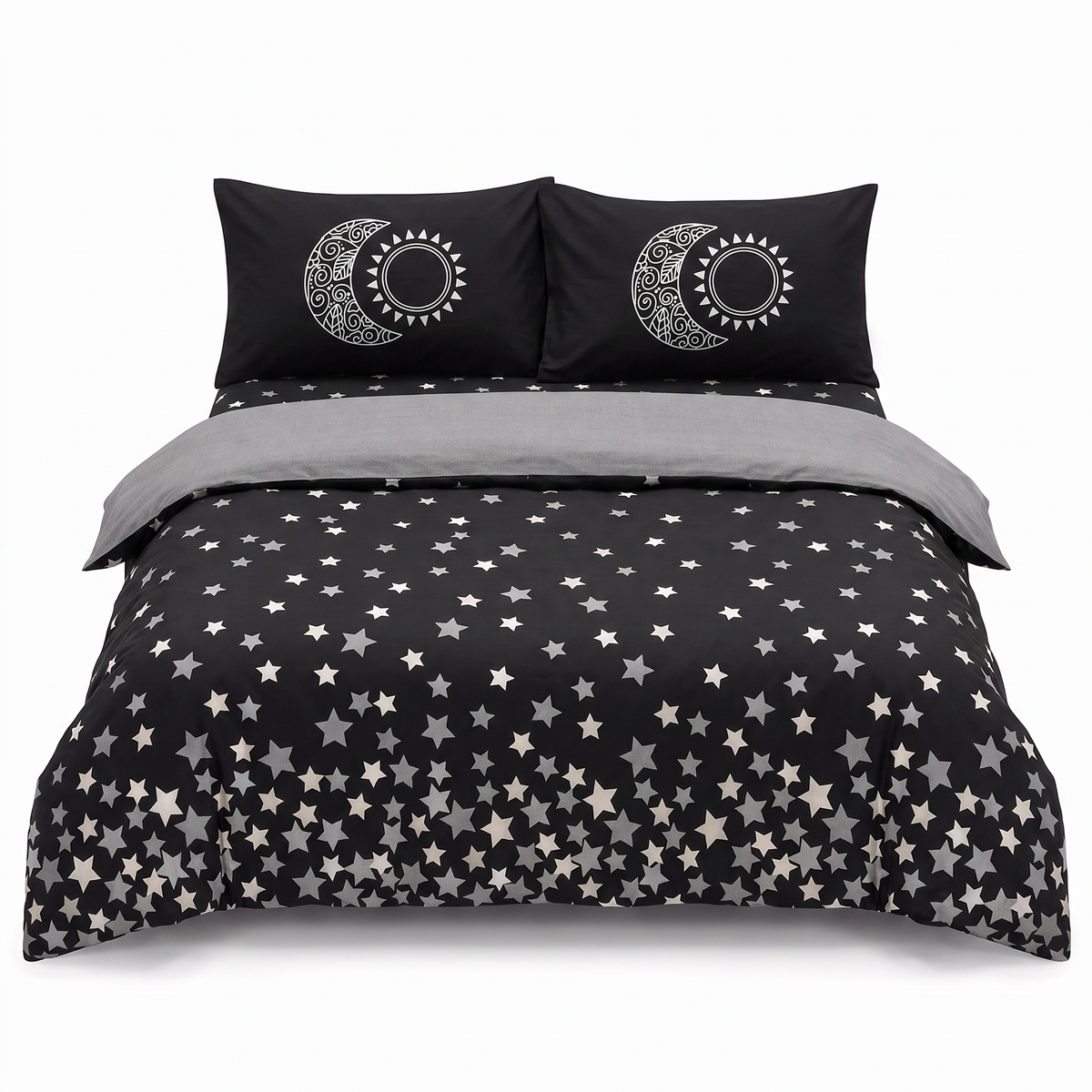 Lenjerie de pat din poplin HOBBY STARS BLACK – 4 piese — vedere din față