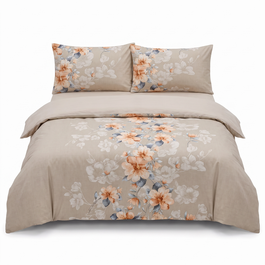 Lenjerie de pat din ranforce ANNABEL CAPPUCCINO – 4 piese — vedere din față