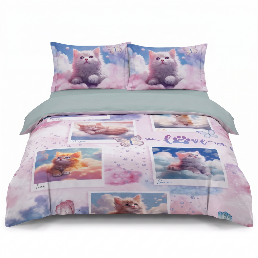 Lenjerie de pat din ranforce CUTE – 4 piese, pentru o persoană — vedere din față