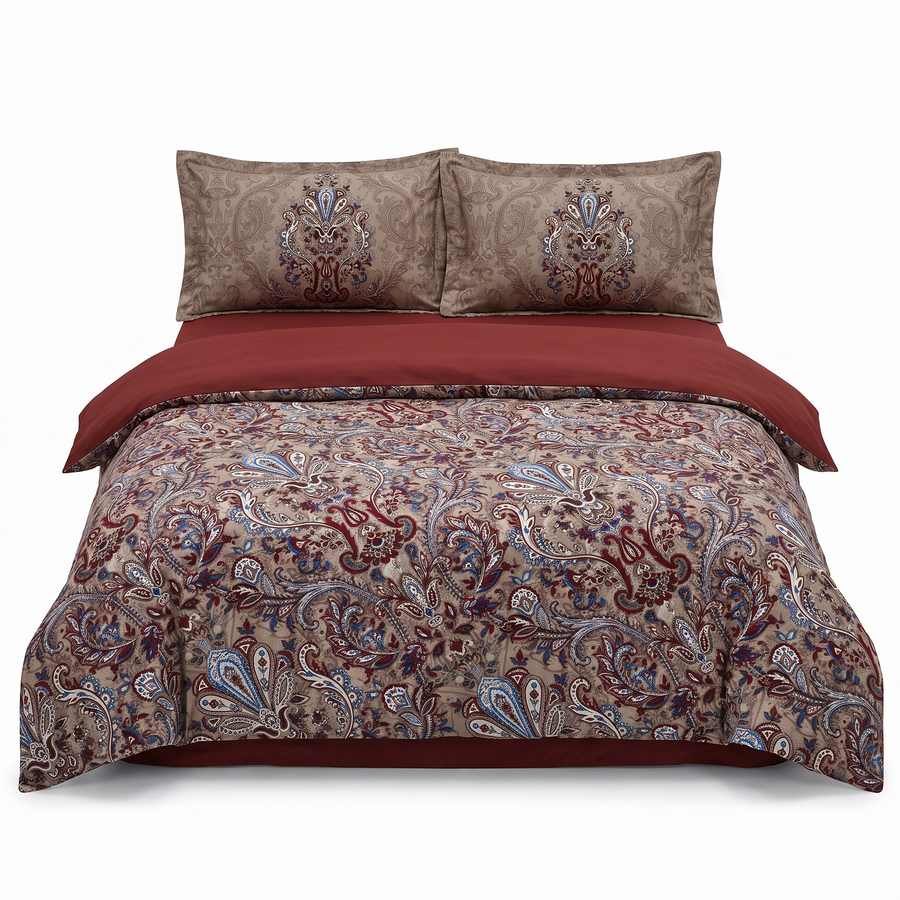 Lenjerie de pat din satin de bumbac ALERON CINNAMON – 4 piese, pentru o persoană — vedere din față