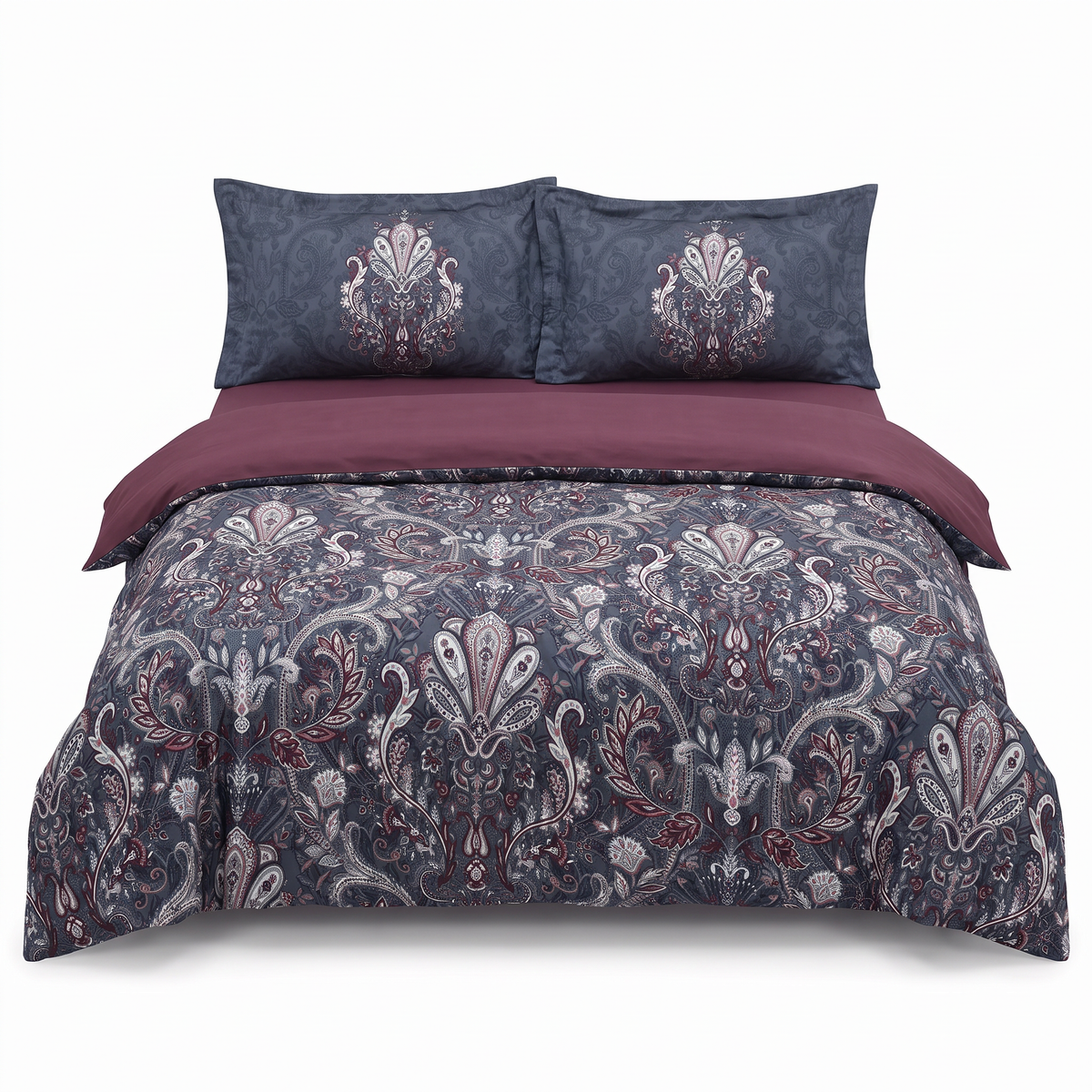 Lenjerie de pat din satin de bumbac ALERON ROSE – 4 piese, pentru o persoană — vedere din față
