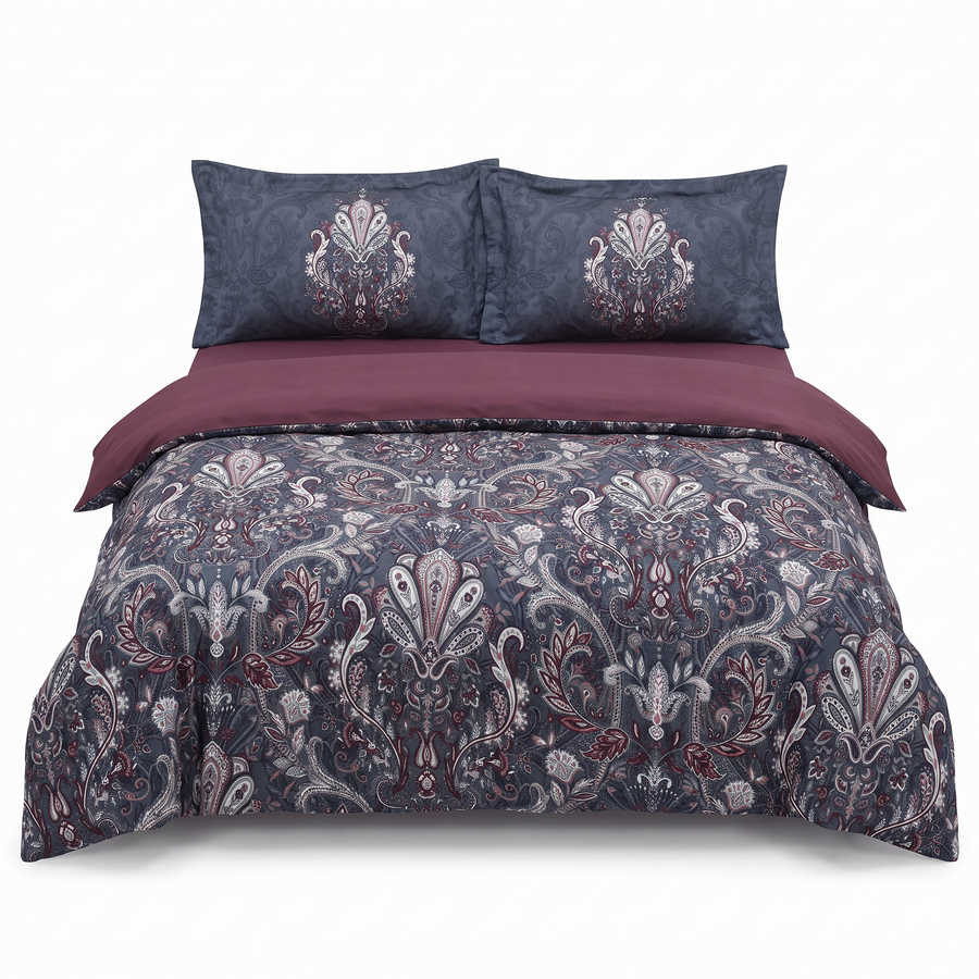 Lenjerie de pat din satin de bumbac ALERON ROSE – 4 piese, pentru o persoană — vedere din față