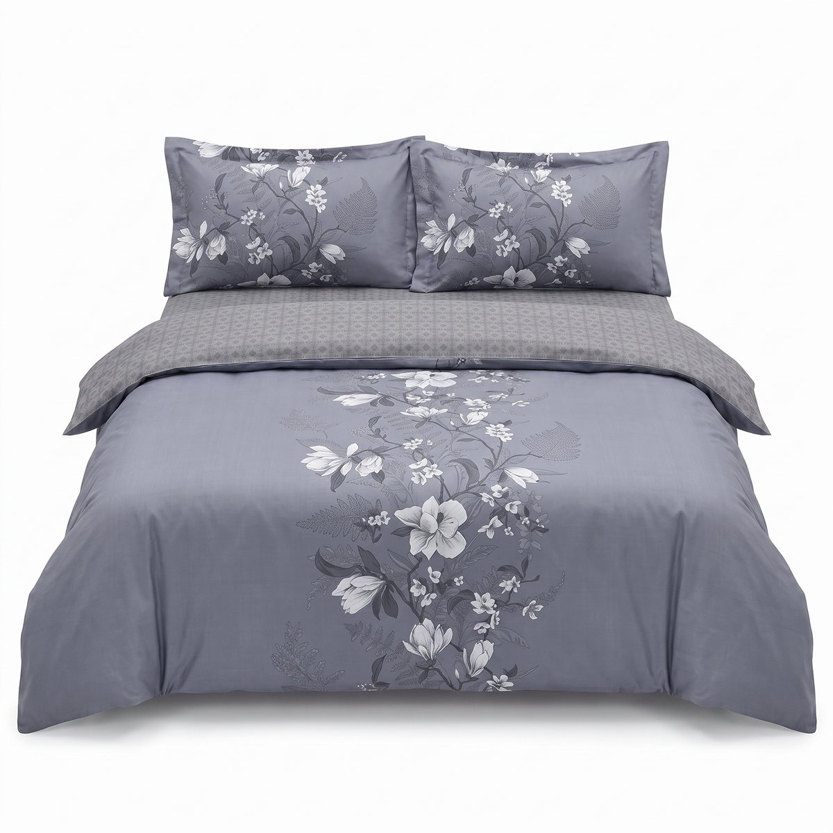 Lenjerie de pat din satin de bumbac EVAN INDIGO – 4 piese, pentru o persoană — vedere din față