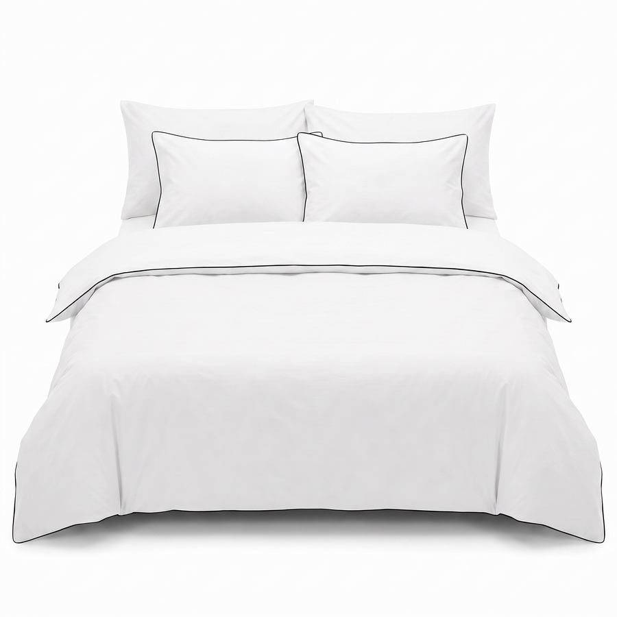Lenjerie de pat din satin de bumbac LUCCAWHITE – 6 piese — vedere din față