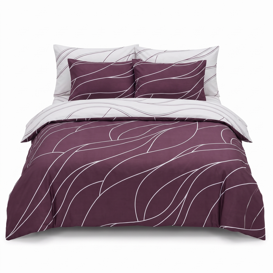 Lenjerie de pat din satin de bumbac MESI ROSE – 6 piese — vedere din față