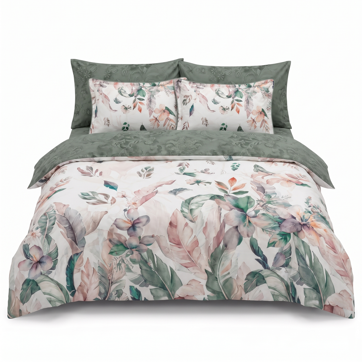 Lenjerie de pat din satin de bumbac RENETA – 6 piese — vedere din față