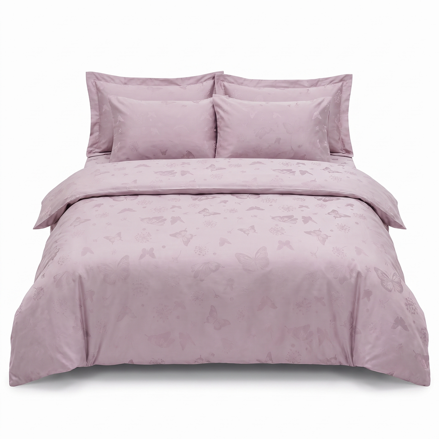 Lenjerie de pat din satin jacquard CORINA LAVENDER – 6 piese — vedere din față