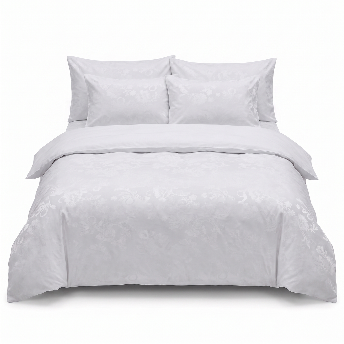 Lenjerie de pat din satin jacquard HERRA WHITE – 6 piese — vedere din față