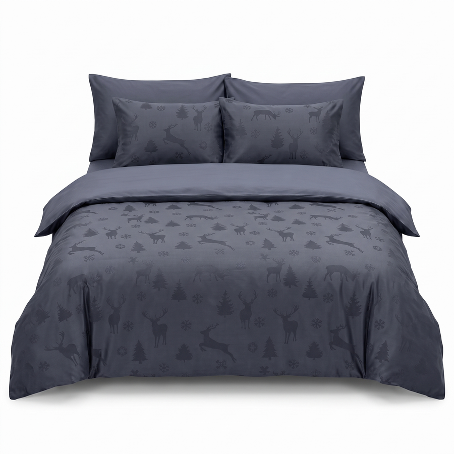 Lenjerie de pat din satin jacquard MIDAS ECLIPSE – 6 piese — vedere din față