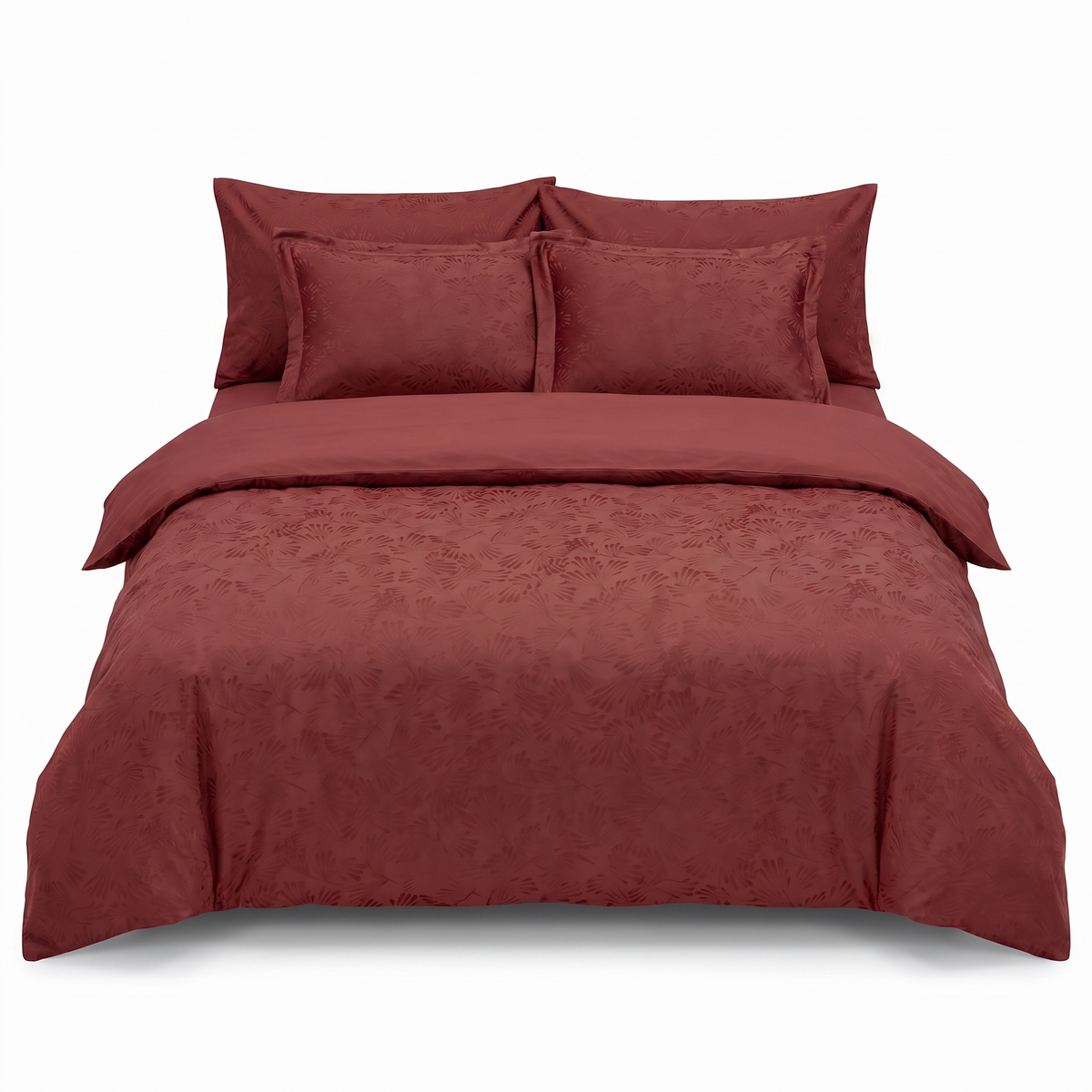 Lenjerie de pat din satin jacquard WELLA CINNAMON – 6 piese — vedere din față