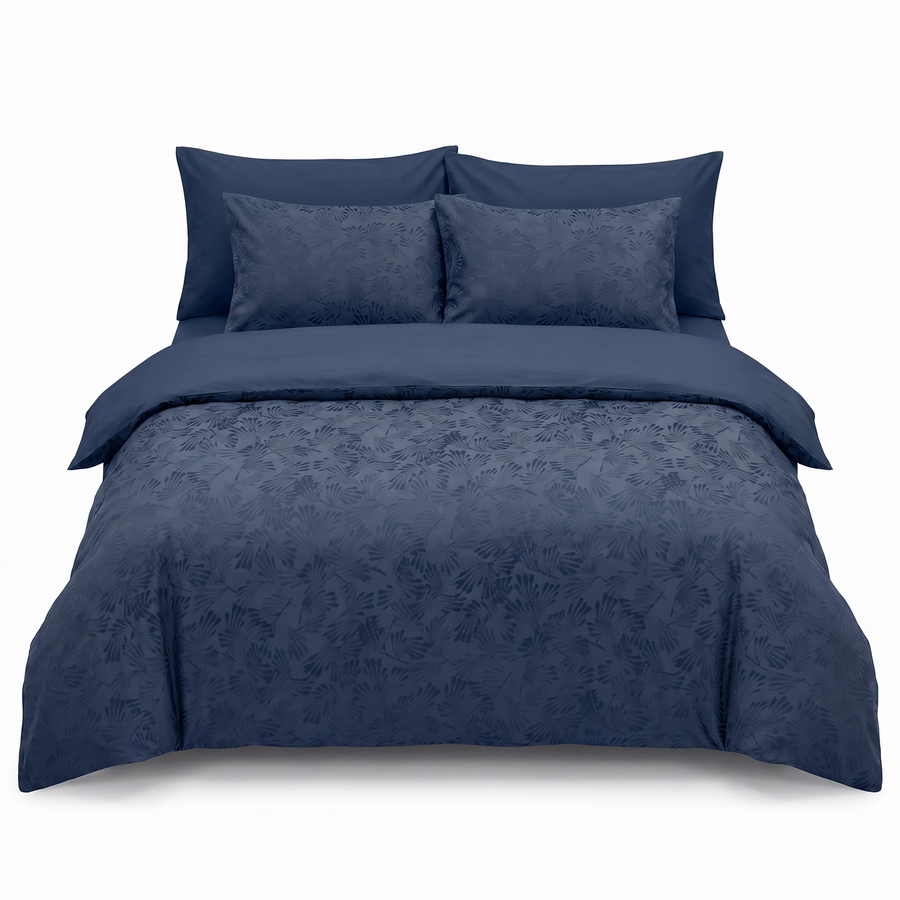 Lenjerie de pat din satin jacquard WELLA DENIM – 6 piese — vedere din față