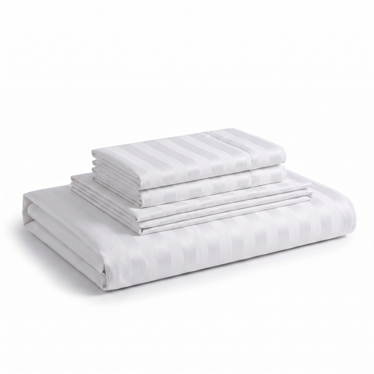Lenjerie de pat uni cu elastic, cu model cu dungi - Alb - vedere laterală